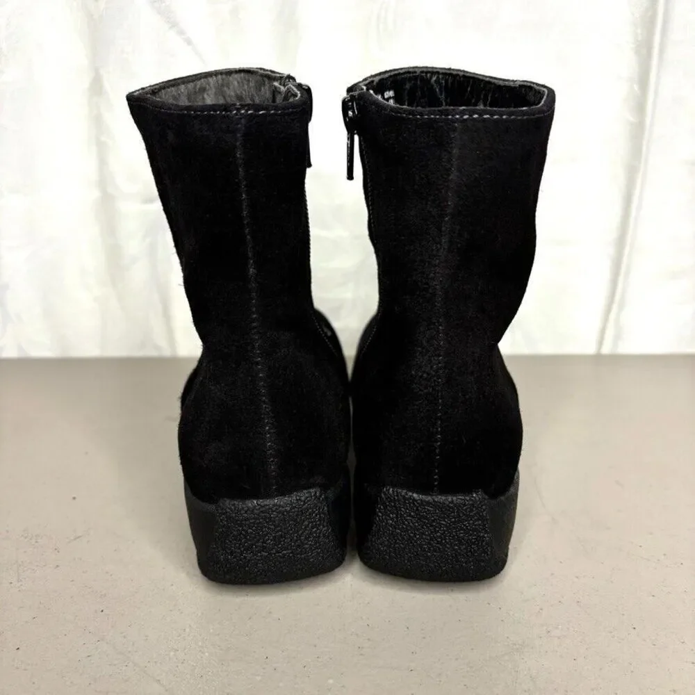 Clarks Ashlyn Black Suede Square Toe Zip Wedge Ankle Bootie Womens Size 6.5 - Picture 6 of 10